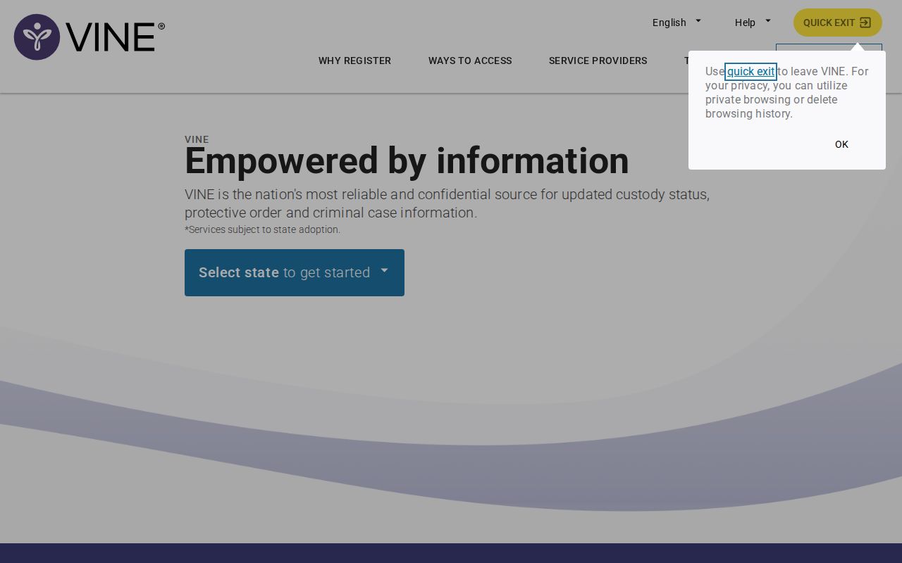 VINELink search screen used for Kentucky custody checks